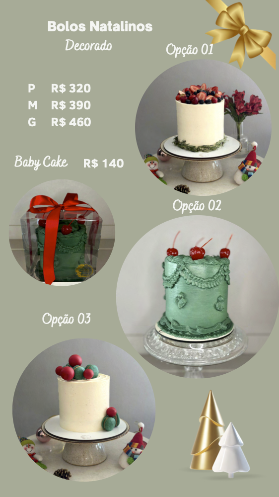 Cardápio: Bolos natalinos decorados